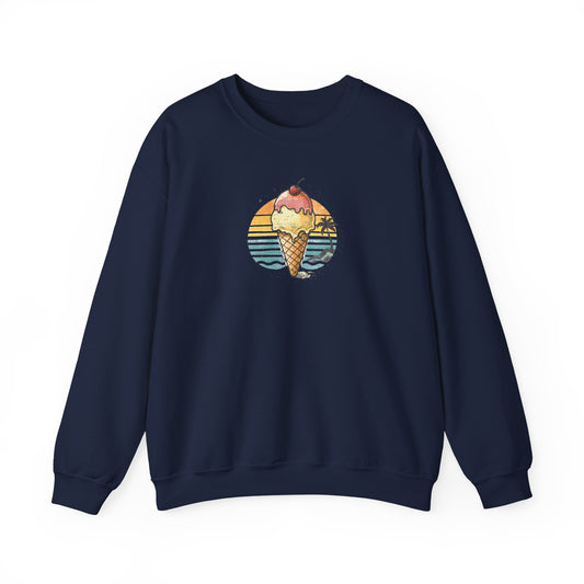 Retro Ice Cream Sweatshirt – Vintage Sunset & Palmen