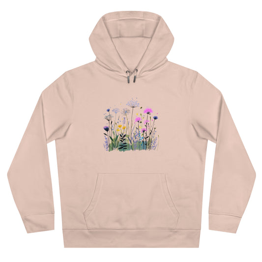 Wildblumenwiese Hoodie – Aquarell Blumen Design Damen