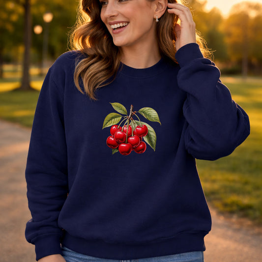 Botanische Kirschen Sweatshirt – Vintage Illustration Design