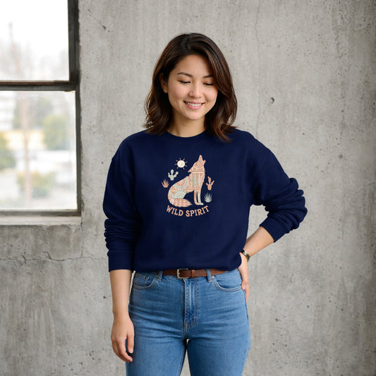 Wild Spirit Sweatshirt – Boho Wolf & Wüsten Design
