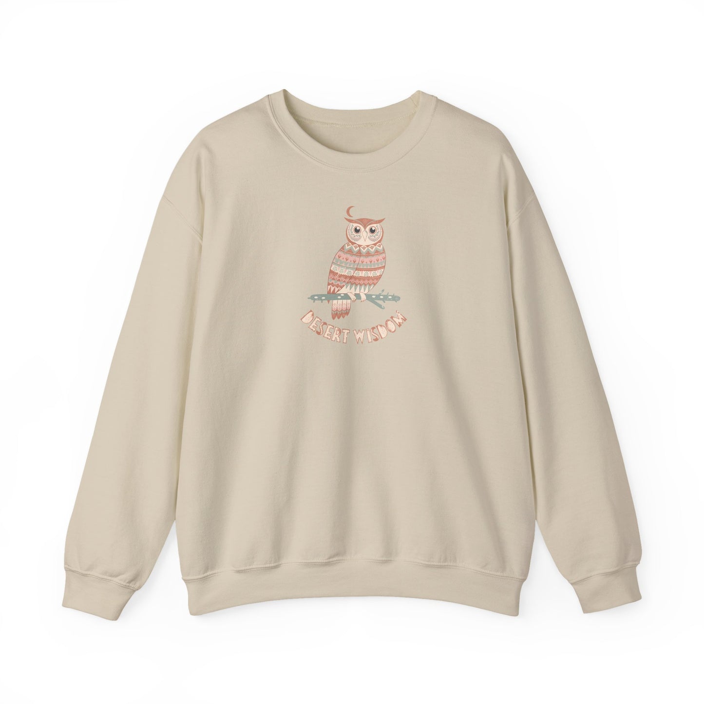 Desert Wisdom Sweatshirt – Boho Eule & Mond