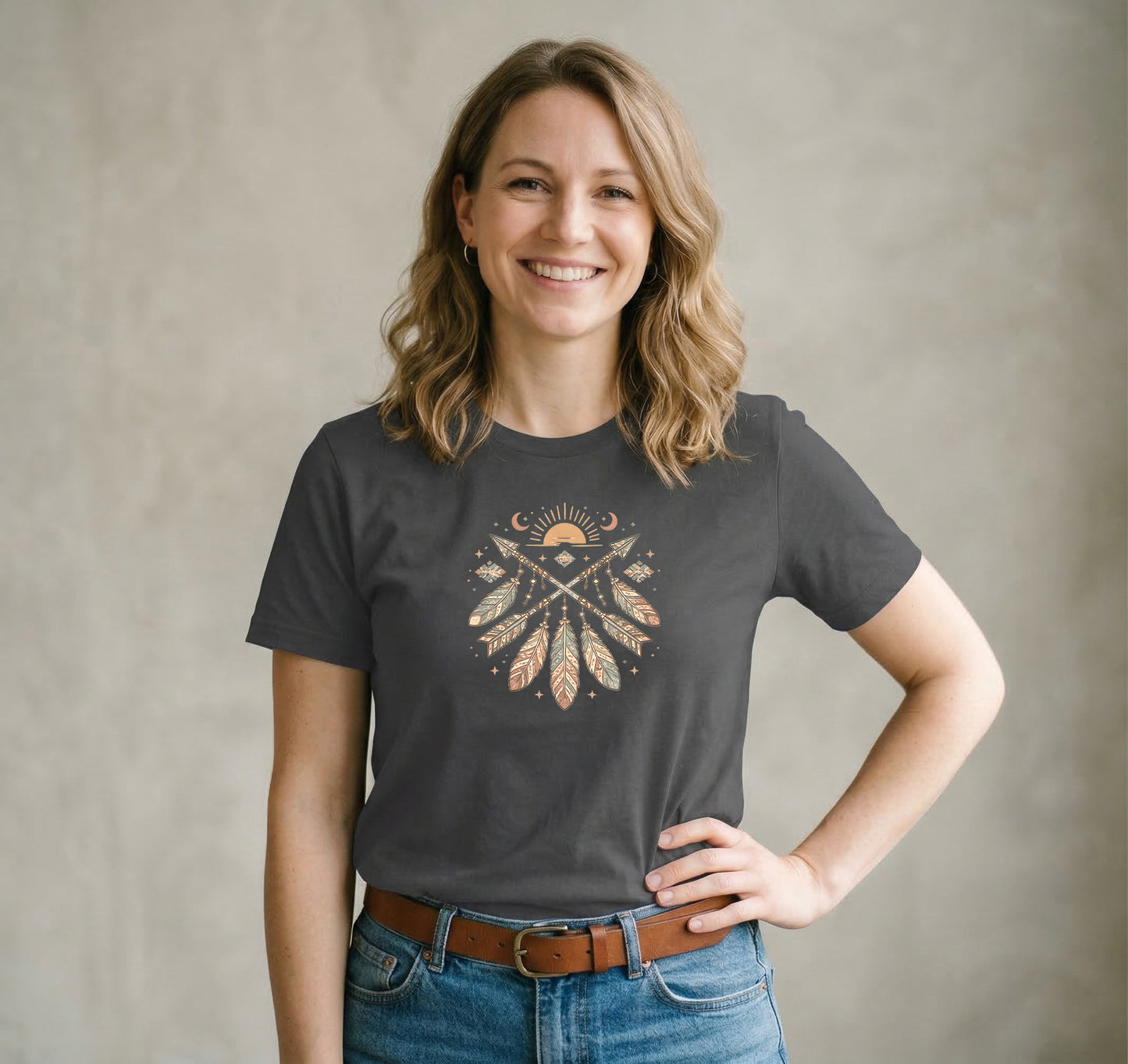 Azteken Pfeile T-Shirt – Boho Southwestern Design