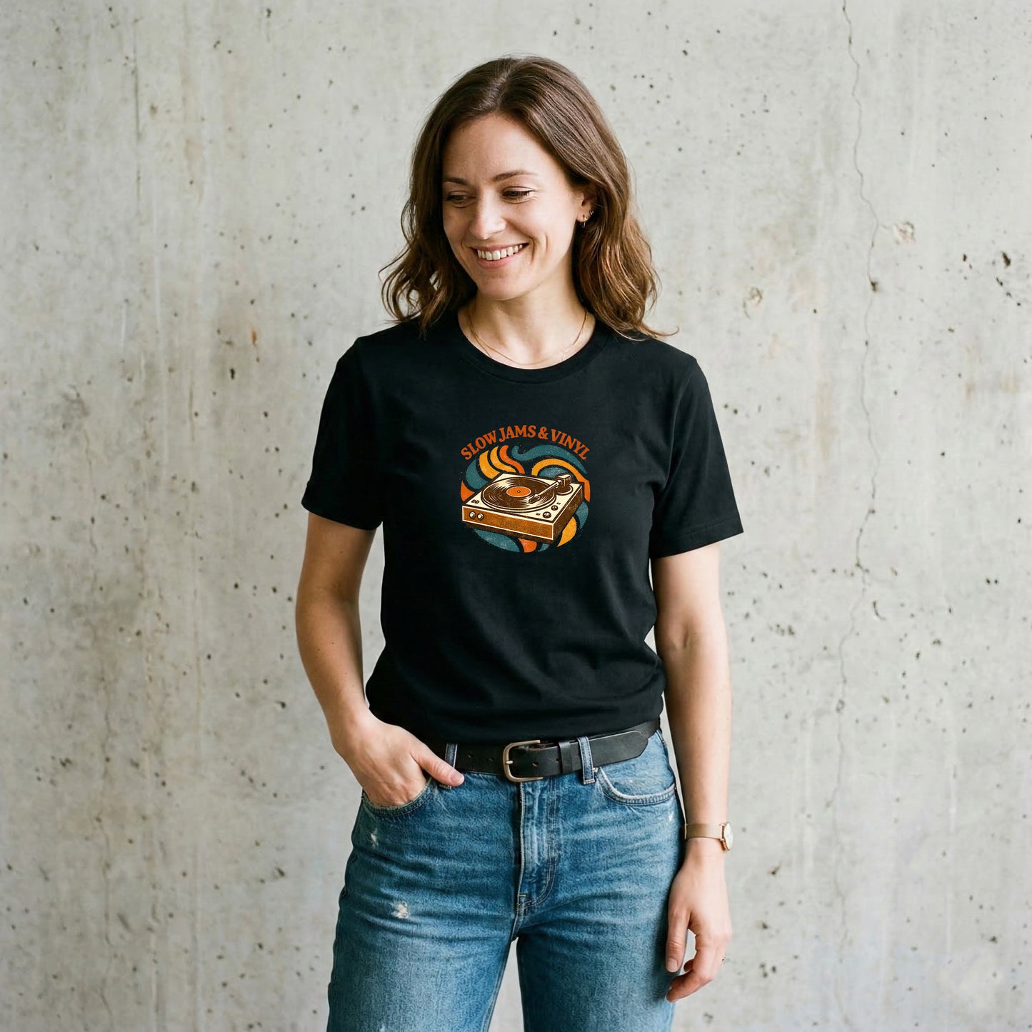 Slow Jams & Vinyl T-Shirt – Retro Plattenspieler Design