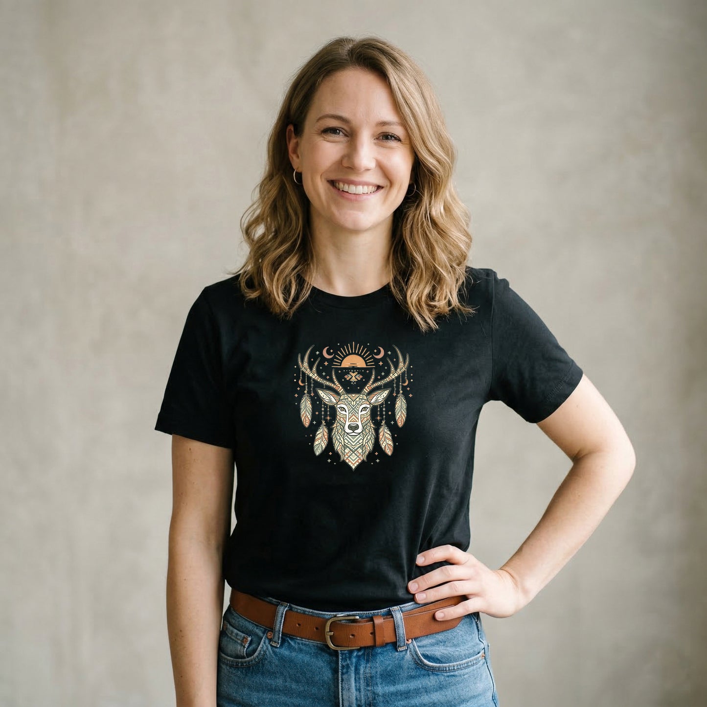 Azteken Reh T-Shirt – Boho Southwestern Ethno Design