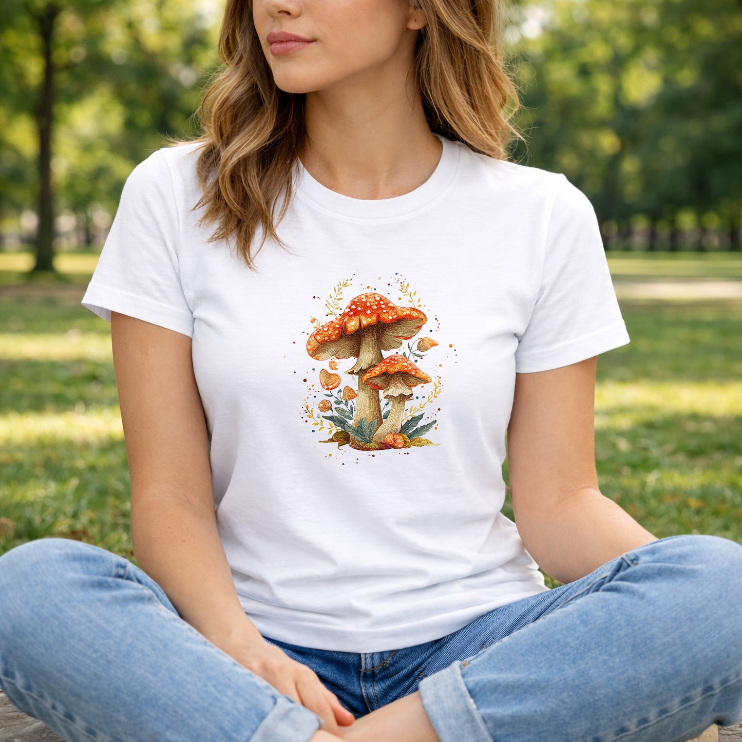 Fliegenpilz T-Shirt – Vintage Pilz & Waldpflanzen Design