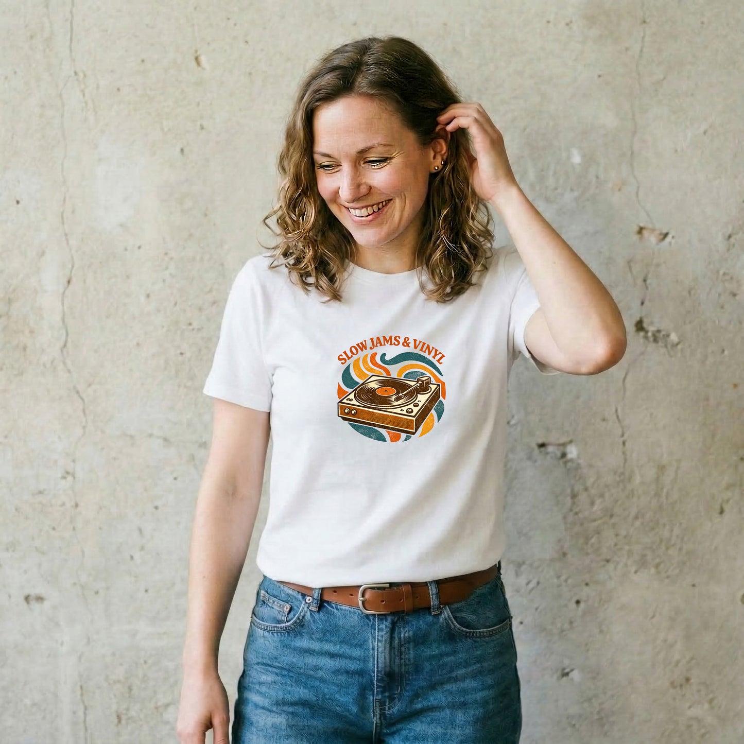 Slow Jams & Vinyl T-Shirt – Retro Plattenspieler Design