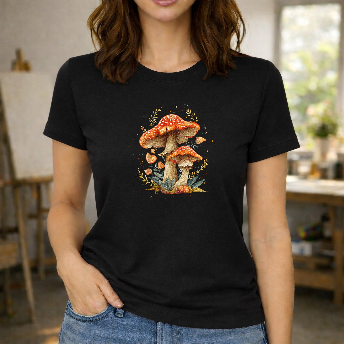 Fliegenpilz T-Shirt – Vintage Pilz & Waldpflanzen Design