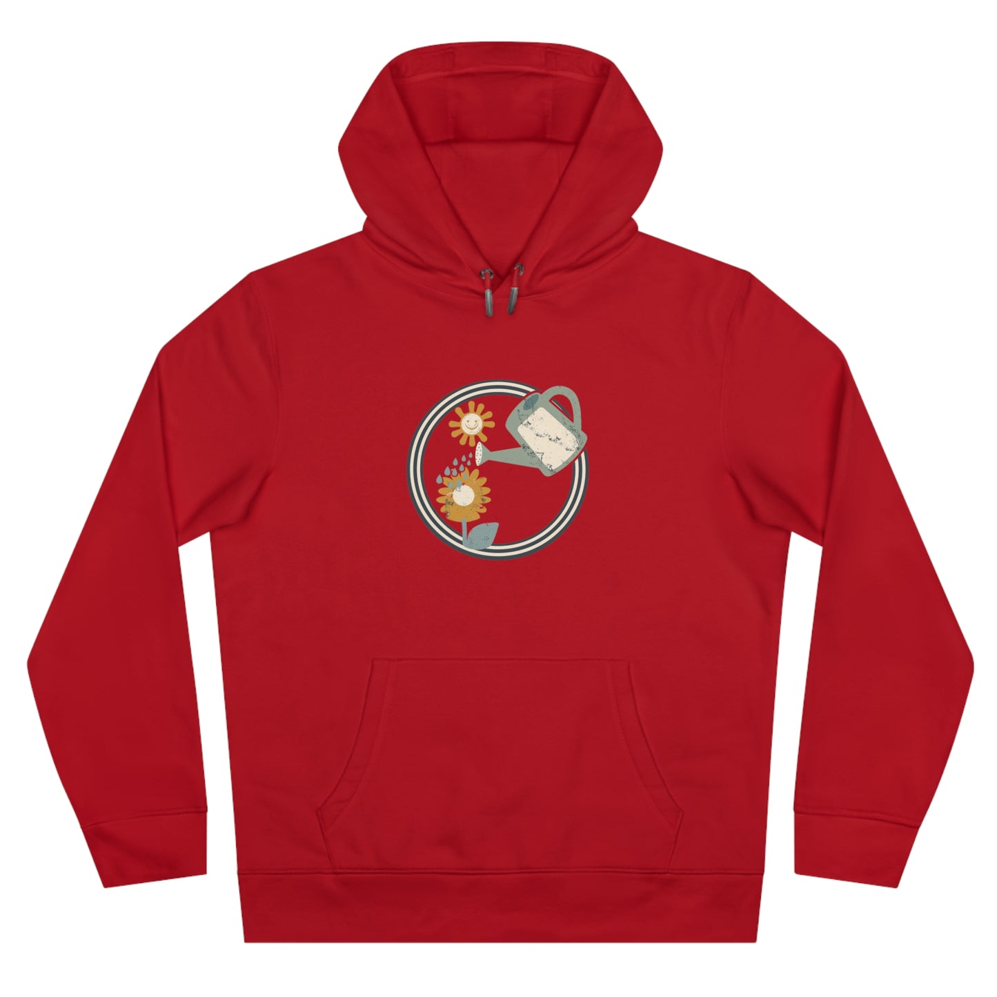 Retro Garten Hoodie – Gießkanne & Blumen Design Damen