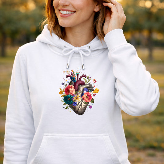 Anatomisches Herz Hoodie – Blumen Herz Anatomie Design